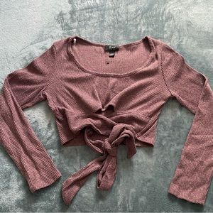 Mauve size large crop top with bow